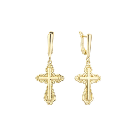Cross earrings in 14K Gold, Rose Gold plating colors