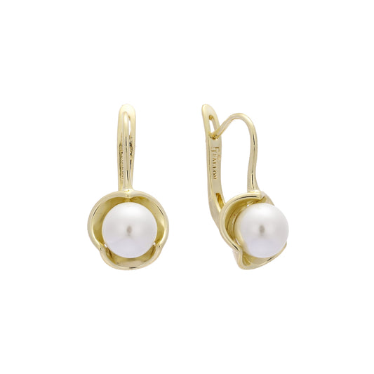 Pearl earrings in 14K Gold, Rose Gold plating colors