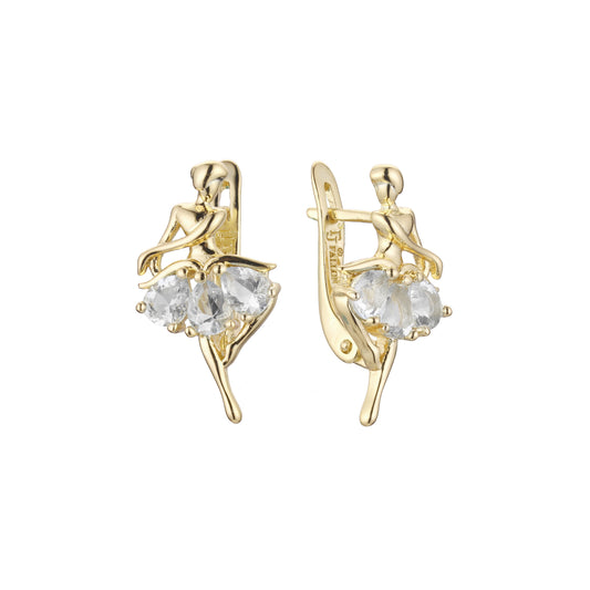 Ballet dancer cluster earrings in 14K Gold, Rose Gold plating colors