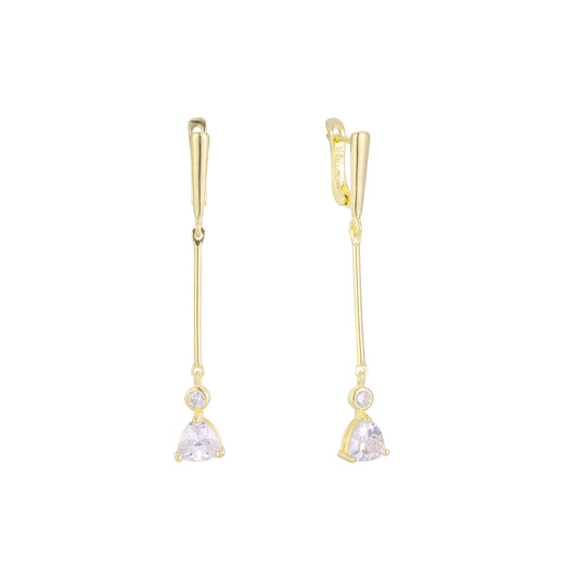 🔥 Solitaire long drop earrings plated in 14K Gold, Rose Gold colors