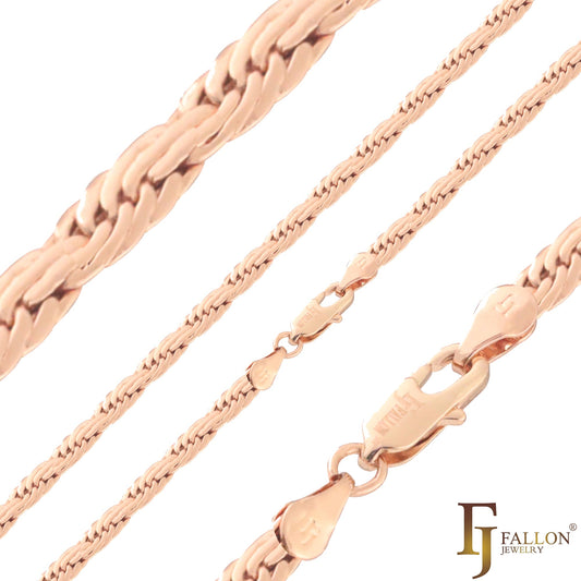 Multi Fancy C Link 14K Gold, Rose Gold Chains