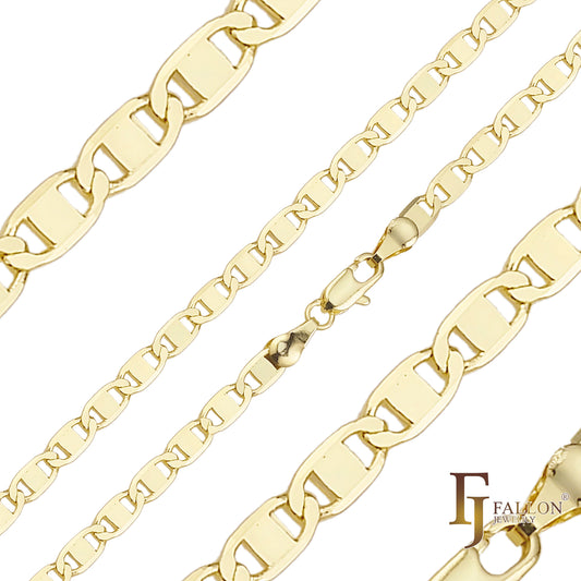 🔥 Classic Mariner link Chains plated in 14K Gold, two tone, three tone