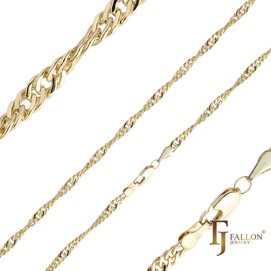 .Classic Singapore single link 14K Gold, two tone, 18K Gold chains