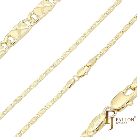 🔥 Solid snail link cross X hammered chains plated in 14K Gold, Rose Gold