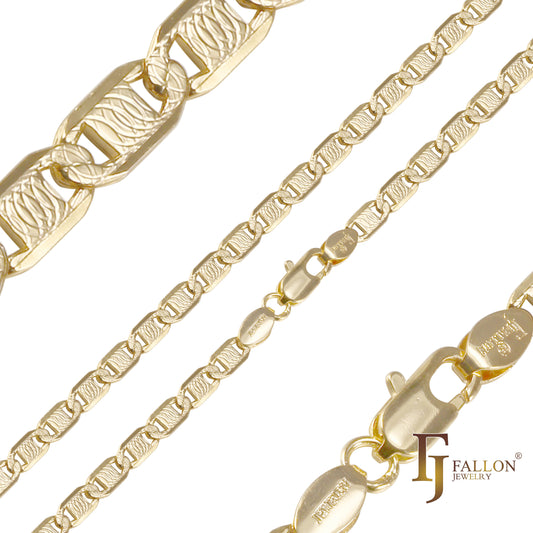 ๐ฅ Mariner link curved ripple hammered 14K Gold, Rose Gold, two tone chains YIAKQ