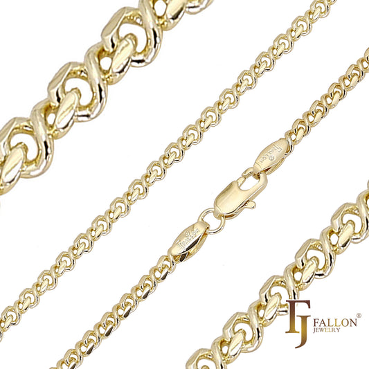 🔥 Infinity 8 twisted link chains plated in 14K Gold, Rose Gold, two and three tone