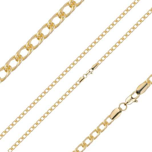 Double curb link chains plated in 14K Gold, Rose Gold