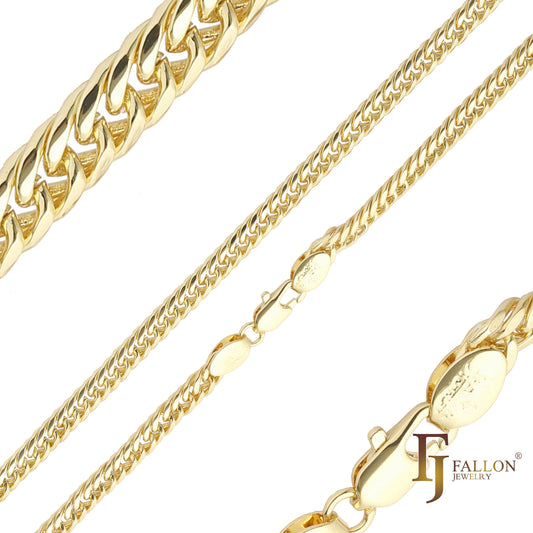 Cuban triple link chains plated in White Gold, 14K Gold, Rose Gold, 18K Gold