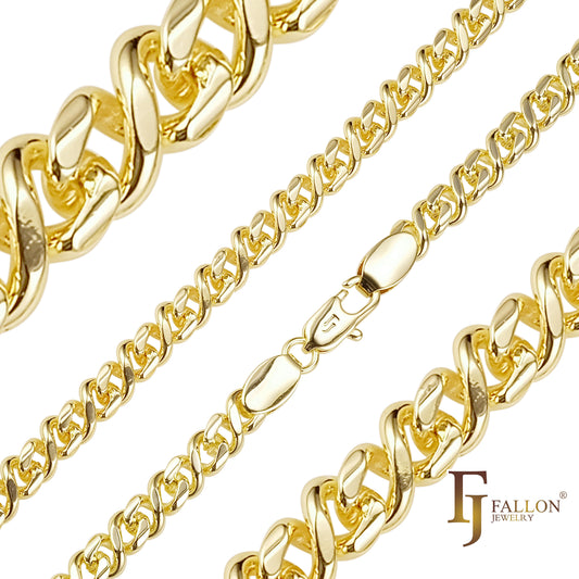 .Classic Infinity 8 link chains plated in White Gold, 14K Gold, Rose Gold, two tone
