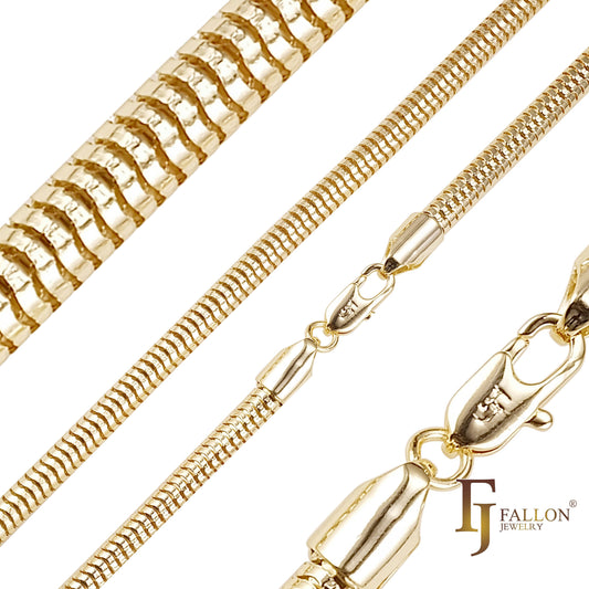 🔥 Classic Hollow rounded snake bone 14K Gold, Rose Gold Chains
