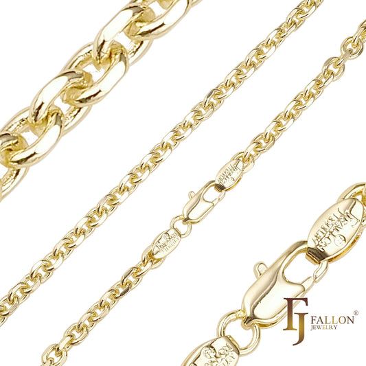 🔥 Italian Anchor cable link chains plated in White Gold, 14K Gold, Rose Gold