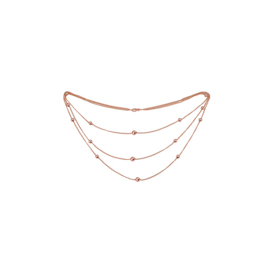 Beads long necklace plated in White Gold, 14K Gold, Rose Gold, two tone, three tone