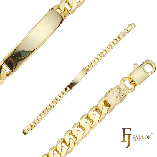 Engraveable Men's ID Cuban link bracelets plated in 14K Gold colors