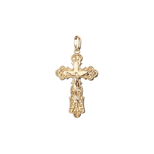 🔥 Eastern Orthodox Russian budded pendant in Rose Gold two tone, 14K Gold plating colors