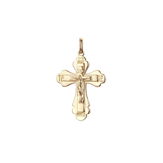 🔥 Eastern Orthodox Russian budded pendant in Rose Gold two tone, 14K Gold plating colors