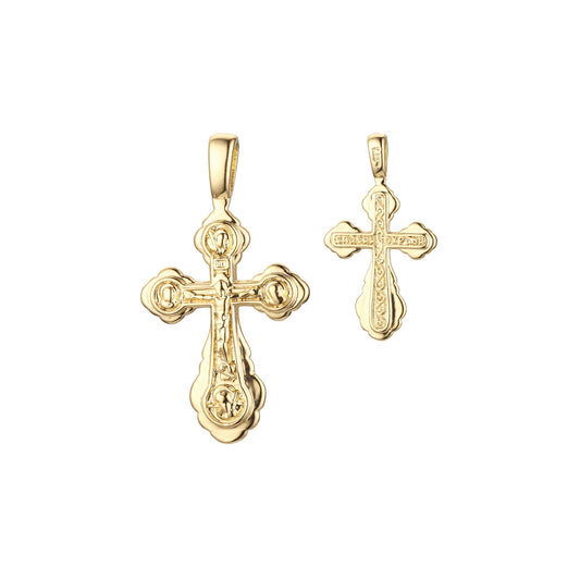 🔥 Eastern Orthodox Russian budded pendant in Rose Gold two tone, 14K Gold plating colors