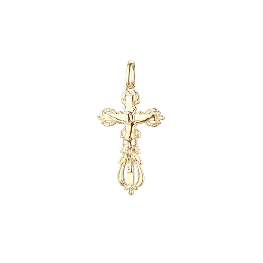 🔥 Eastern Orthodox Russian budded pendant in 14K Gold, Rose Gold & White Gold plating colors