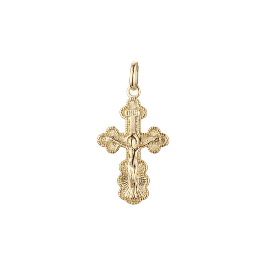 🔥 Eastern Orthodox Russian budded pendant in 14K Gold, Rose Gold two tone & White Gold plating colors