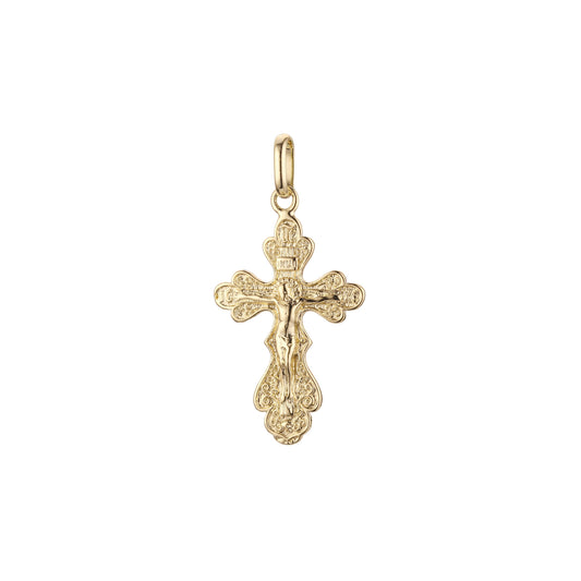 🔥 Eastern Orthodox Russian budded pendant in 14K Gold, Rose Gold & White Gold plating colors