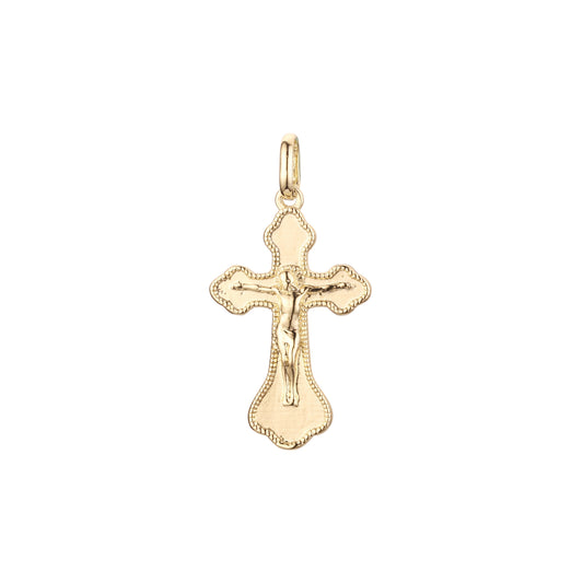 🔥 Eastern Orthodox Russian budded pendant in 14K Gold, Rose Gold two tone & White Gold plating colors