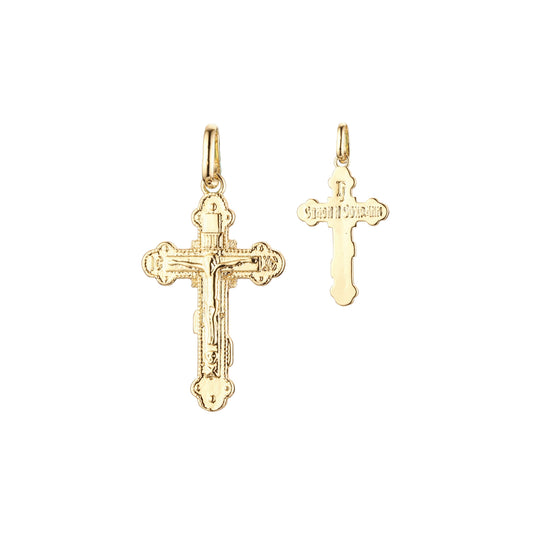 🔥 Eastern Orthodox Russian budded pendant in 14K Gold, Rose Gold & White Gold plating colors