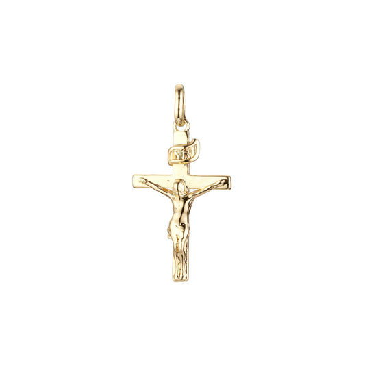 🔥 Minimalism Jesus the INRI 14K Gold Crucifix Cross Pendant