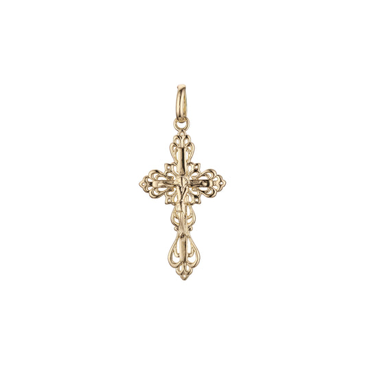 🔥 Eastern Orthodox Russian budded pendant in 14K Gold, Rose Gold two tone & White Gold plating colors