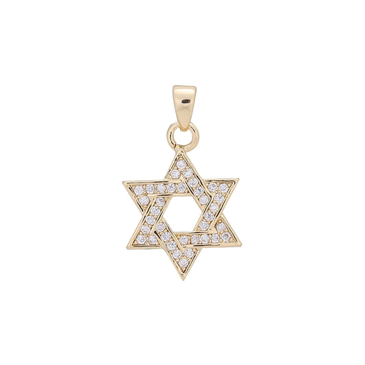 14K Gold star of David hexagram pendant