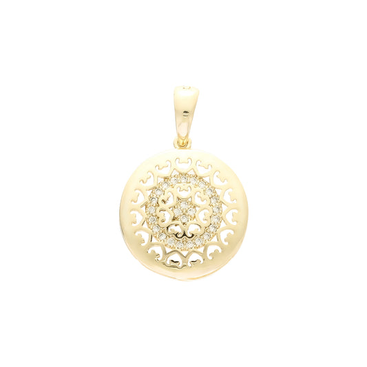 Filigree Disc minimalism Pendant in Rose Gold, 14K Gold plating colors