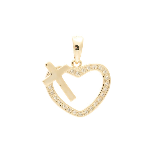 Cross in heart pendant in Rose Gold, 14K Gold plating colors