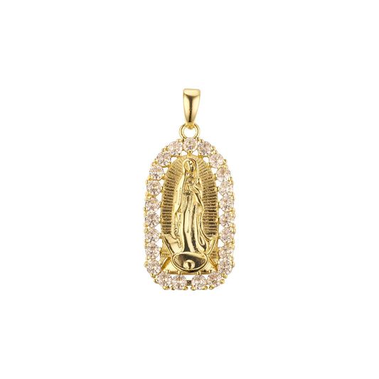 Colgante Virgen María de Guadalupe María bañado en Oro de 14K colores