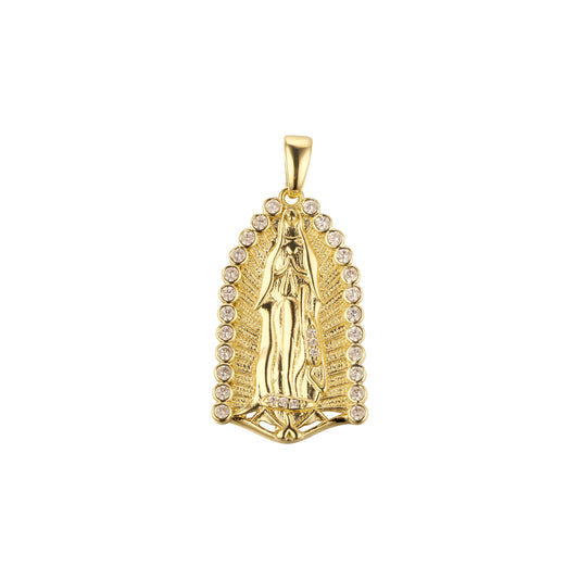 Colgante Virgen María de Guadalupe María bañado en Oro de 14K colores