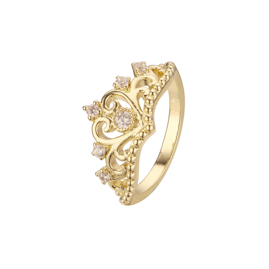 Crown rings in 18K Gold, White Gold, 14K Gold, Rose Gold plating colors