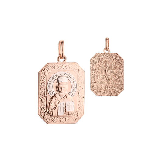 🔥 Saint Nicholas pendant in Rose Gold two tone plating colors