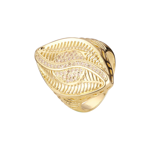 Filigree paved white cz 14K Gold, Rose Gold, two tone, three tone Rings