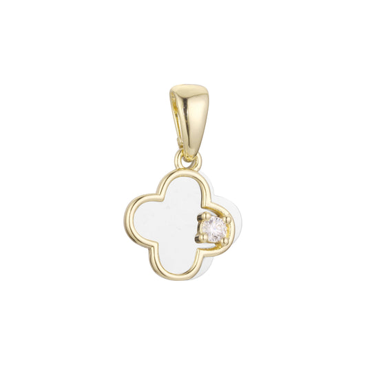.Lucky clover Pendant plated in 14K Gold, Rose Gold two tone