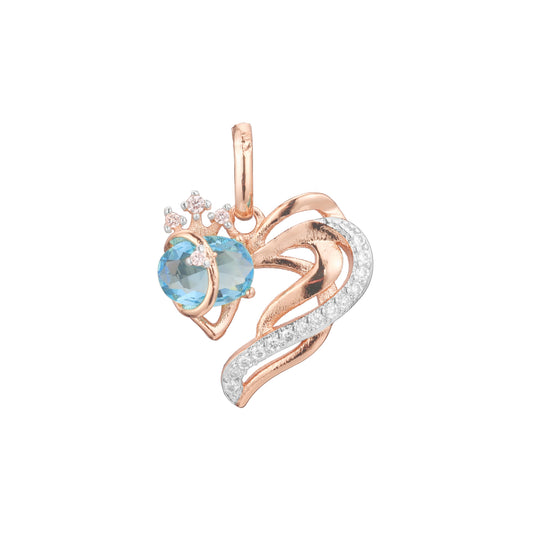 Solitaire heart pendant in Rose Gold two tone, 14K Gold plating colors