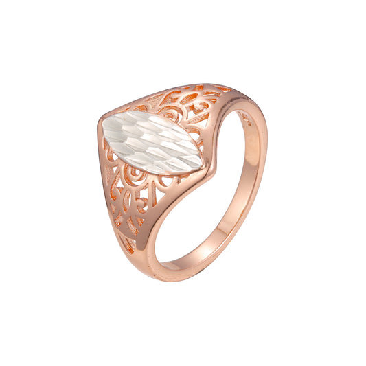 Rose Gold two tone Filigree Marquise rings