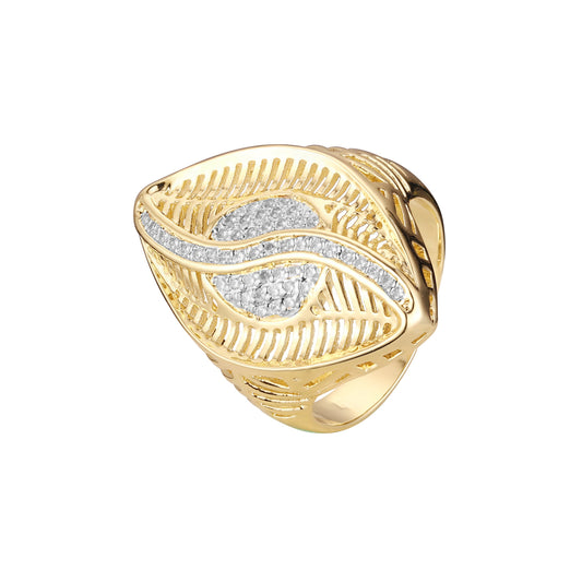 Filigree paved white cz 14K Gold, Rose Gold, two tone, three tone Rings