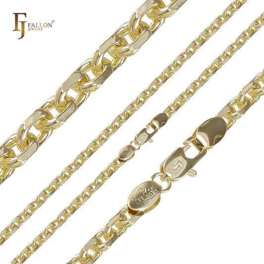 🔥 Italian Anchor cable link chains plated in White Gold, 14K Gold, Rose Gold