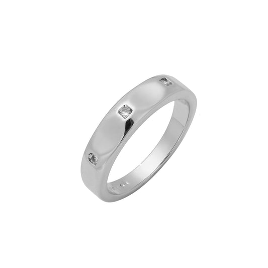 White CZs Wedding band 14K Gold, Rose Gold rings