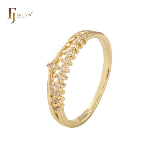 Eternity paved white CZs wedding band 14K Gold rings