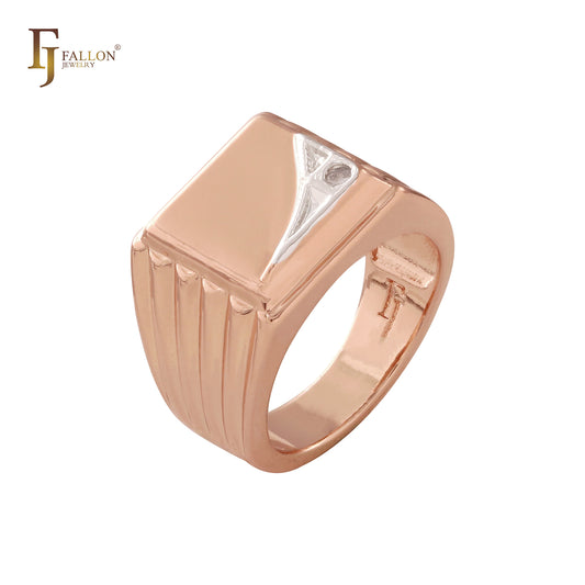 Men's signet Rose Gold two tone Rings