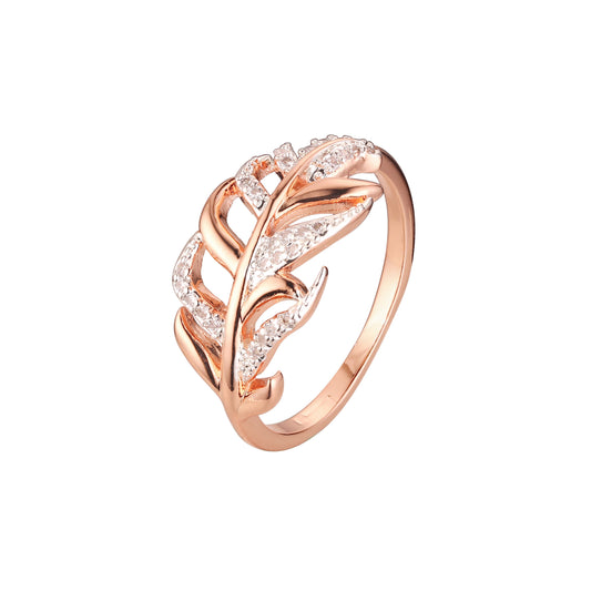 Anillos de hojas de moda de dos tonos de oro rosa