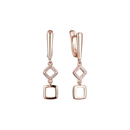 Brincos em ouro rosa, duas cores de revestimento
