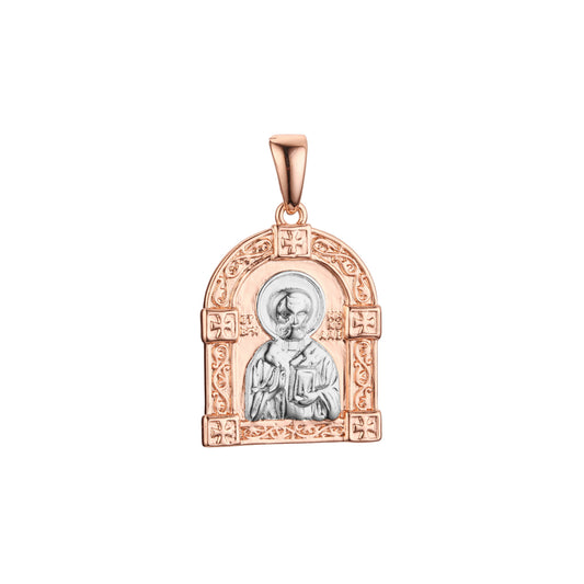 Saint Nicholas pendant in Rose Gold two tone plating colors