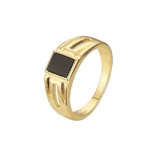 Black oil painted Rose Gold men's signet rings