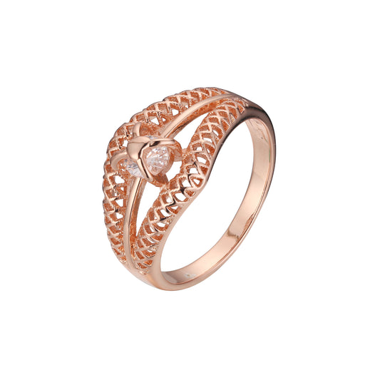 Anillos love lock de diseño solitario en Oro 14K, colores baño de oro rosa