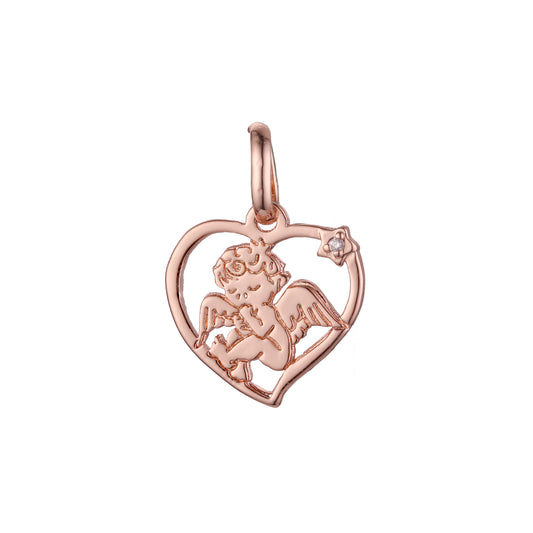 Cupid baby angel Rose Gold, two tone pendant