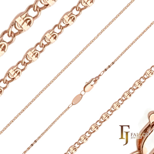 Runde Schneckengliederketten, plattiert mit 14 Karat Gold, Ros¨¦gold, zweifarbig